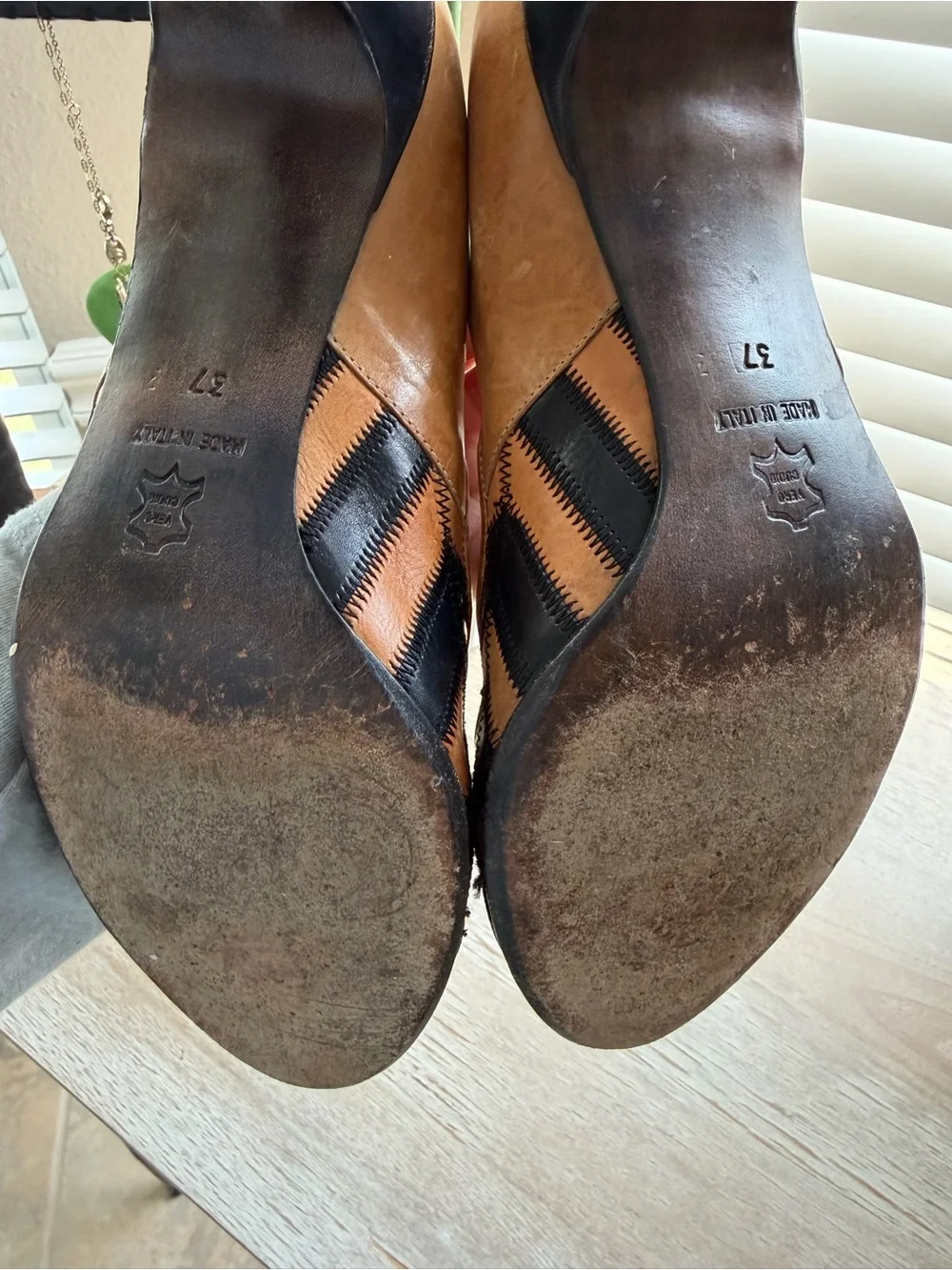 GRAYE Made in Italy Leather Patchwork Pumps Tan Black Heels EU 37